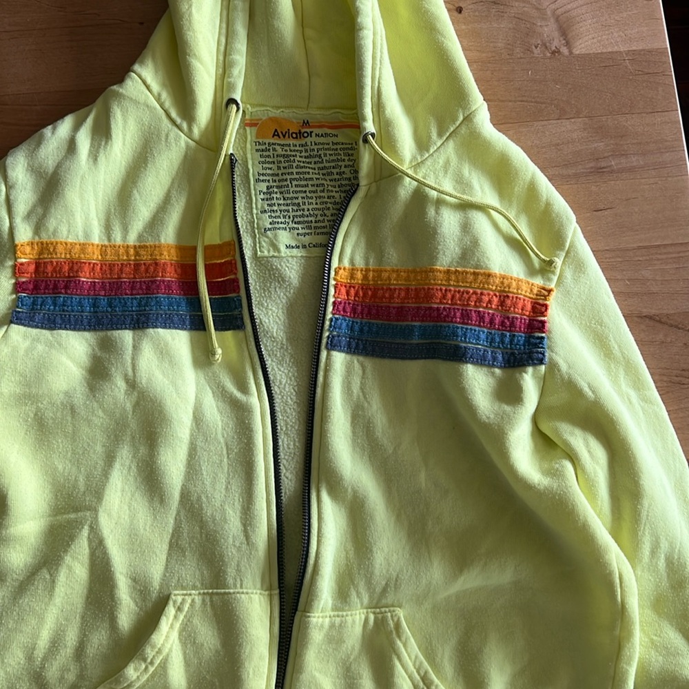 Aviator nation zip hoodie. Neon yellow.